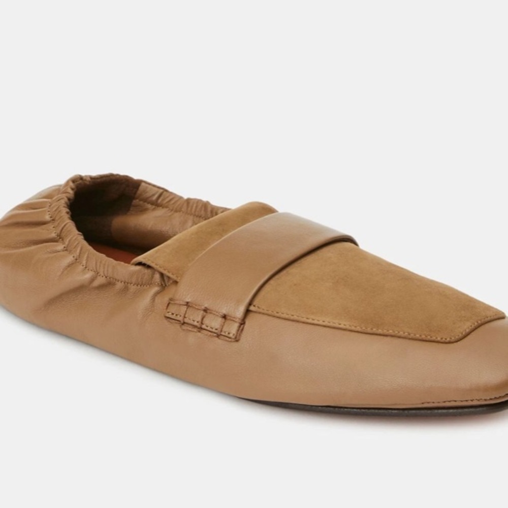 Lafayette 148 Nappa leather and suede packable loafer. NWOT